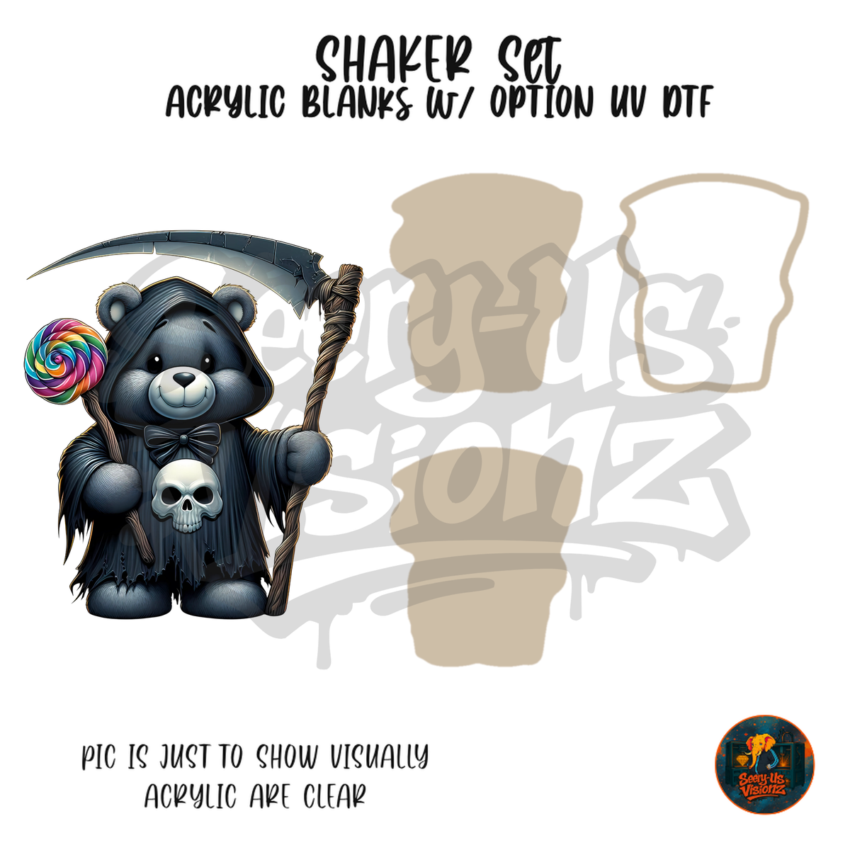 Black Reaper Bear shaker set acrylic blanks