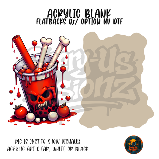 Bloody Skull Boba Cup acrylic blank, Acrylic & UV DTF Print