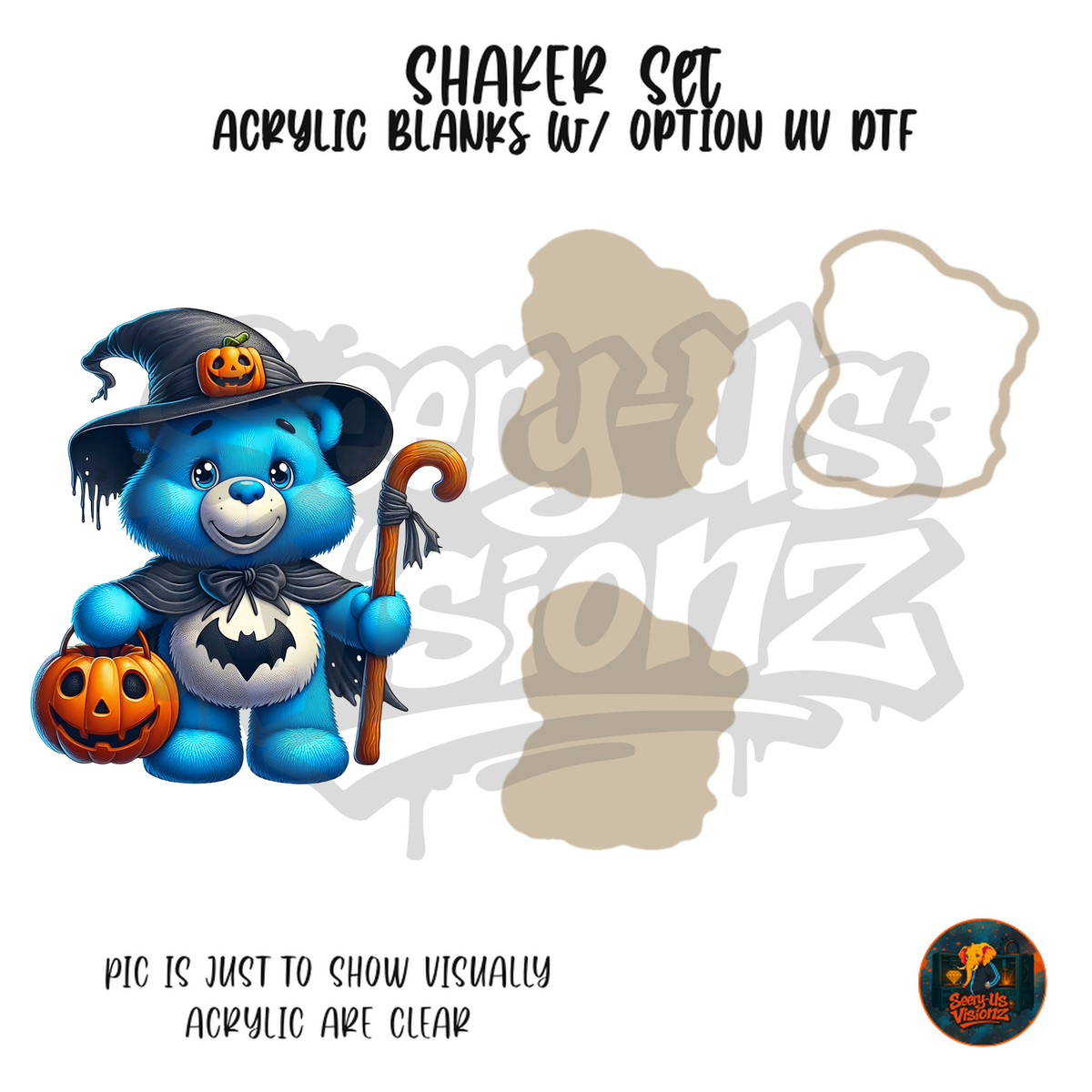 Blue Witch Bear shaker set acrylic blanks