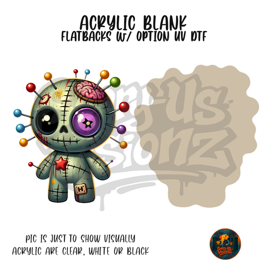 Patchwork Voodoo Doll acrylic blank, Acrylic & UV DTF Print