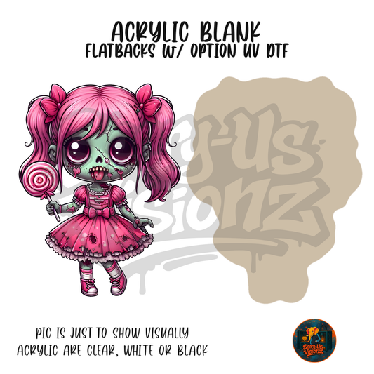 Pink Zombie Doll acrylic blank, Acrylic & UV DTF Print