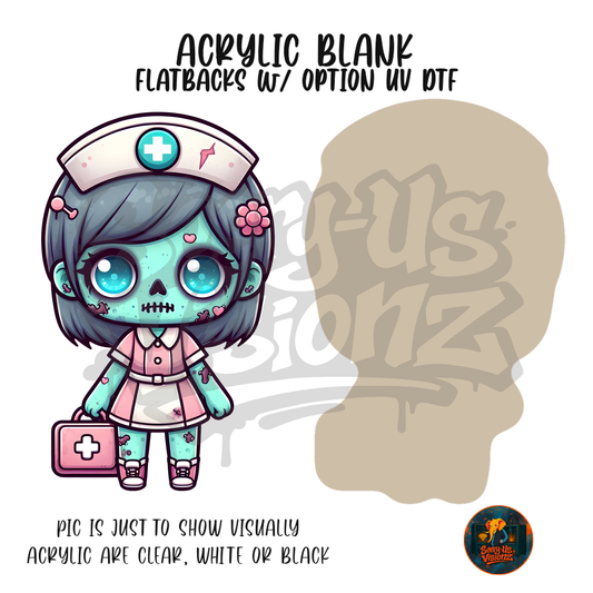 Nurse Zombie Doll acrylic blank, Acrylic & UV DTF Print