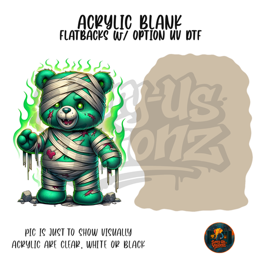 Green Mummy Bear acrylic blank, Acrylic & UV DTF Print