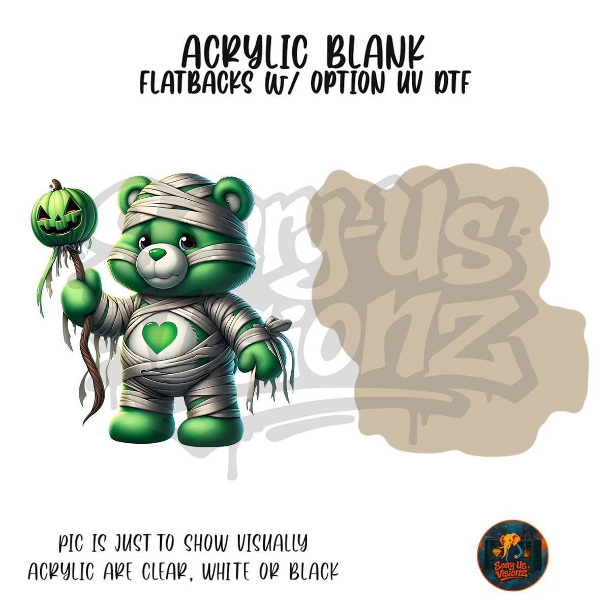 Mummy Pumpkin Bear acrylic blank, Acrylic & UV DTF Print