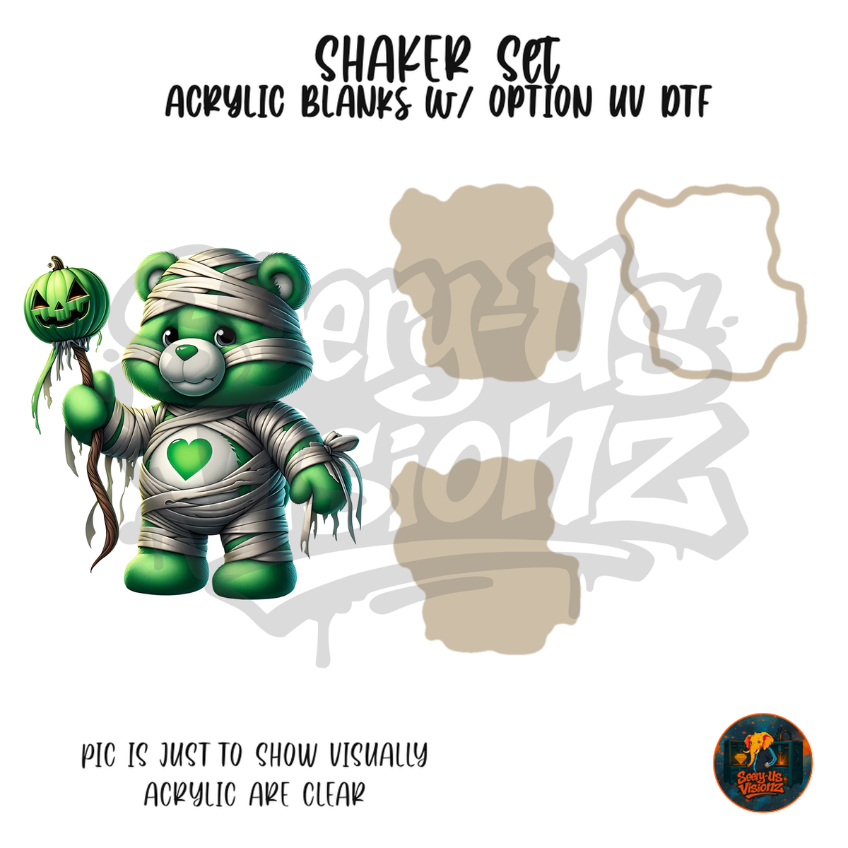 Mummy Pumpkin Bear shaker set acrylic blanks