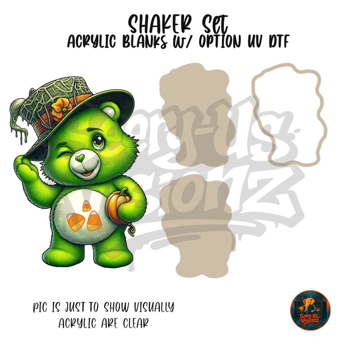 Green Witch Bear shaker set acrylic blanks