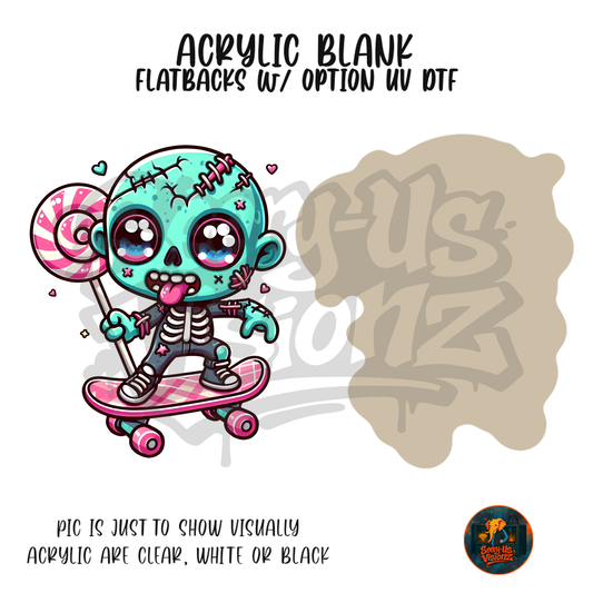 Skateboard Zombie acrylic blank, Acrylic & UV DTF Print