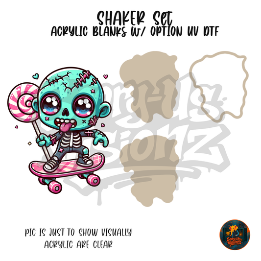 Skateboard Zombie shaker set acrylic blanks