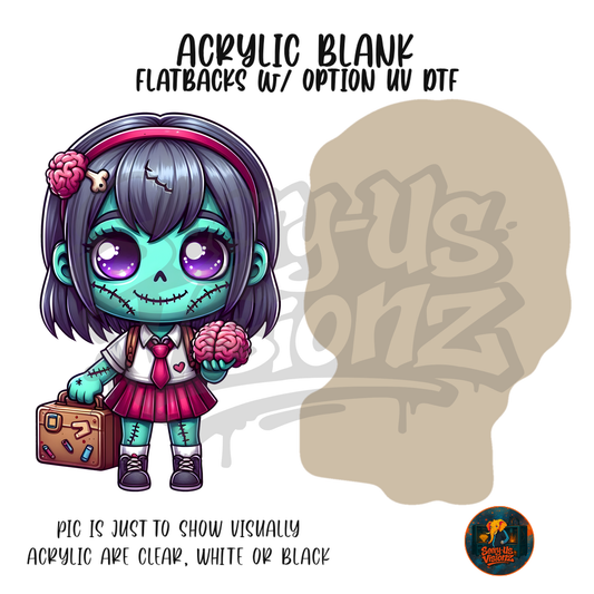 Teal Zombie Doll acrylic blank, Acrylic & UV DTF Print