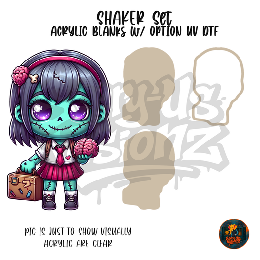 Teal Zombie Doll shaker set acrylic blanks