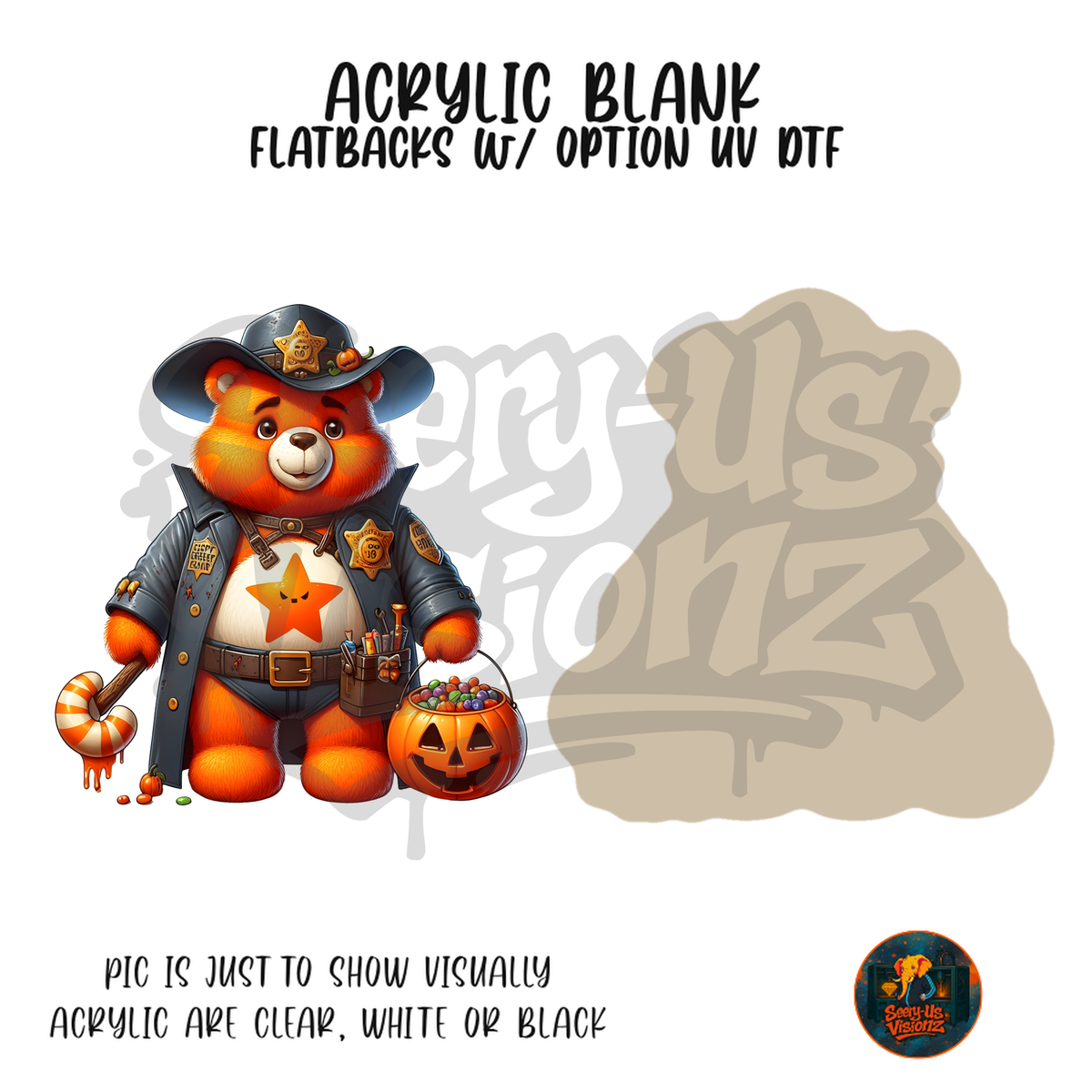 Orange Sheriff Bear acrylic blank, Acrylic & UV DTF Print