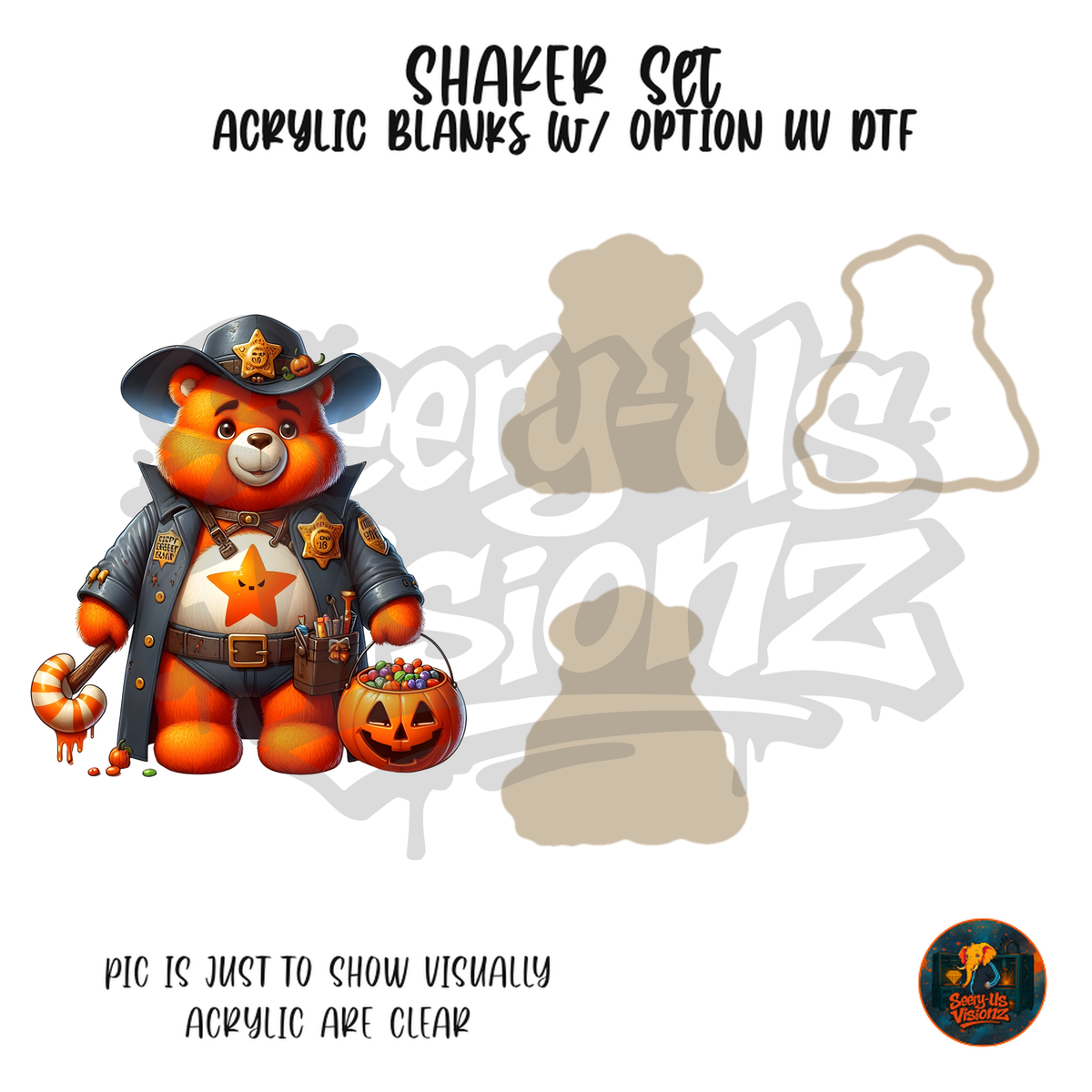 Orange Sheriff Bear shaker set acrylic blanks