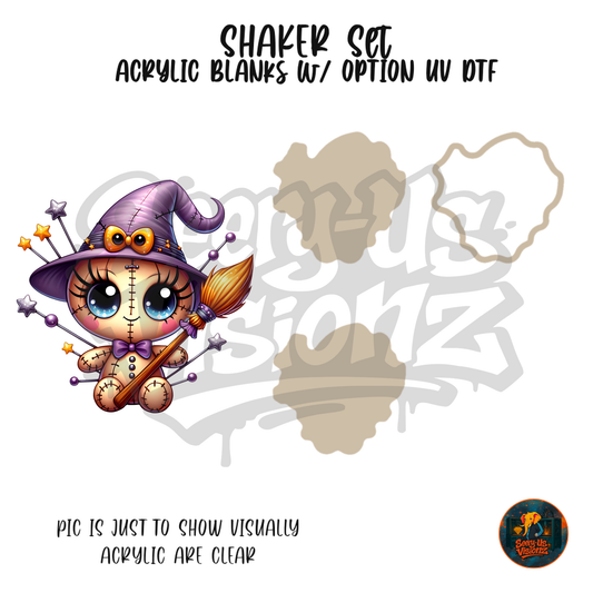 Little Witch Voodoo Doll shaker set acrylic blanks