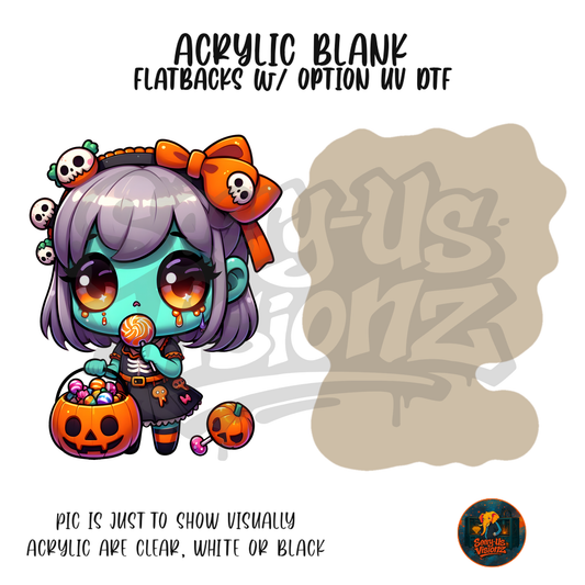 Pumpkin Zombie Girl acrylic blank, Acrylic & UV DTF Print