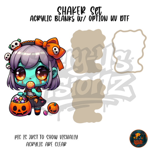 Pumpkin Zombie Girl shaker set acrylic blanks