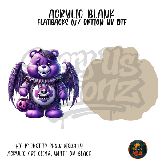 Purple Winged Bear acrylic blank, Acrylic & UV DTF Print