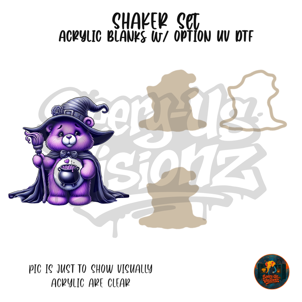Purple Witch Bear shaker set acrylic blanks