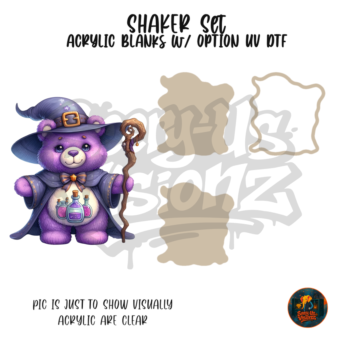 Purple Wizard Bear shaker set acrylic blanks