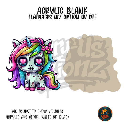 Rainbow Unicorn Zombie acrylic blank, Acrylic & UV DTF Print