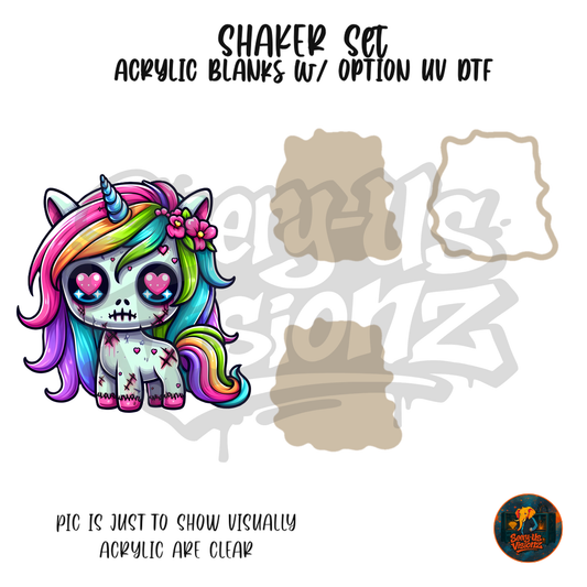 Rainbow Unicorn Zombie shaker set acrylic blanks