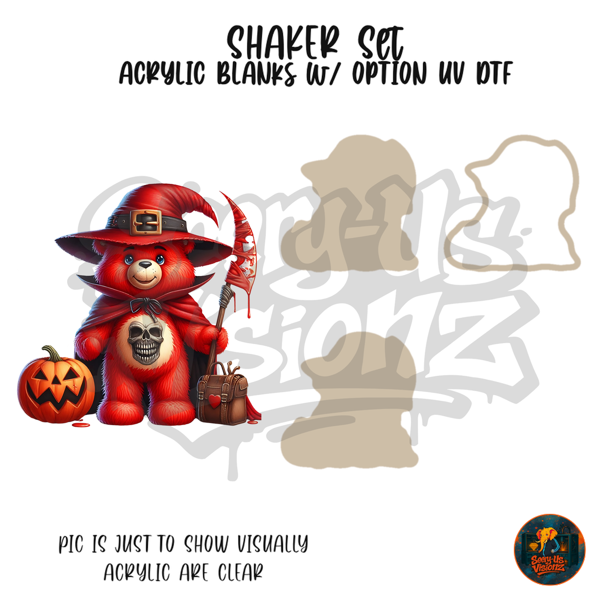 Red Reaper Bear shaker set acrylic blanks