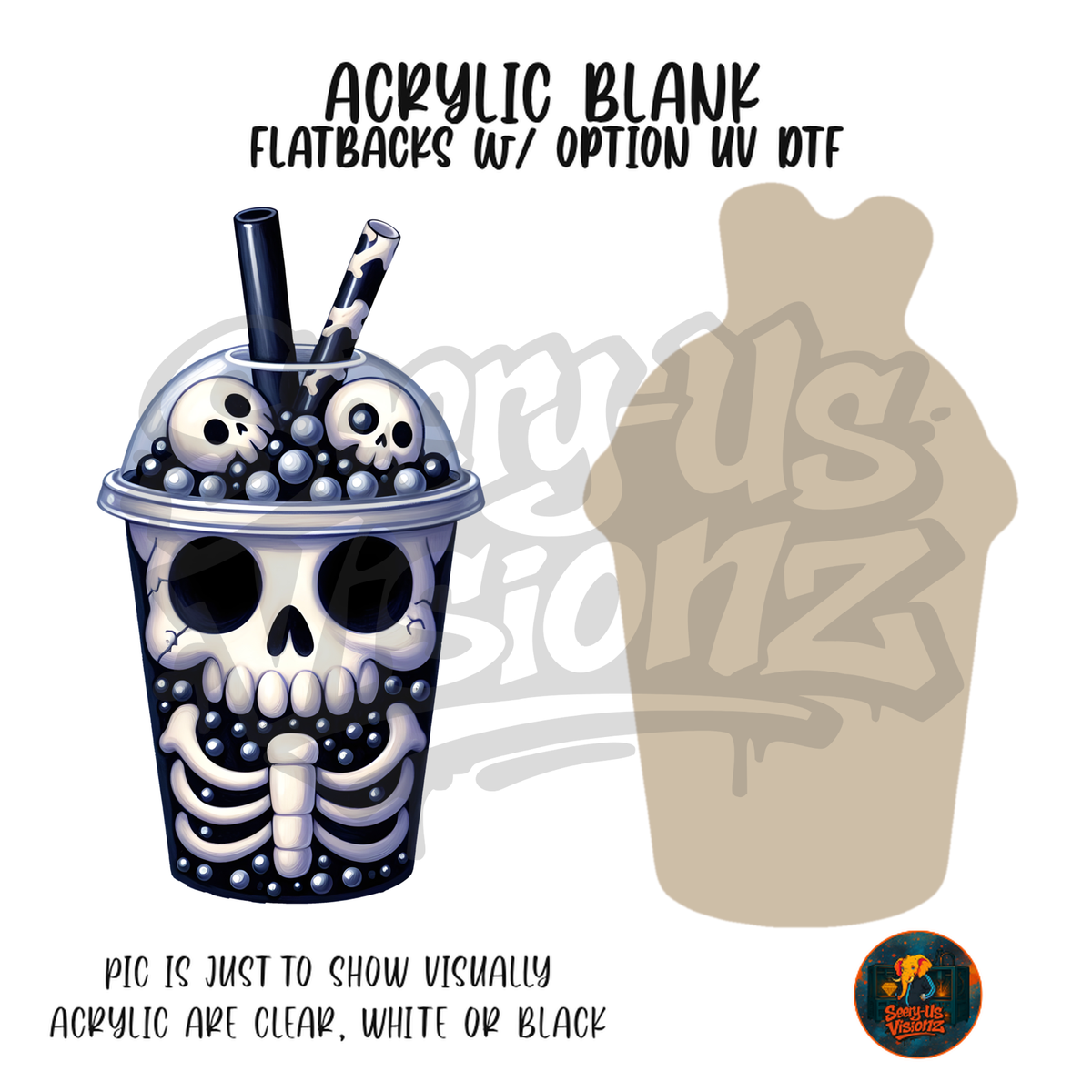 Skeleton Boba Cup acrylic blank, Acrylic & UV DTF Print