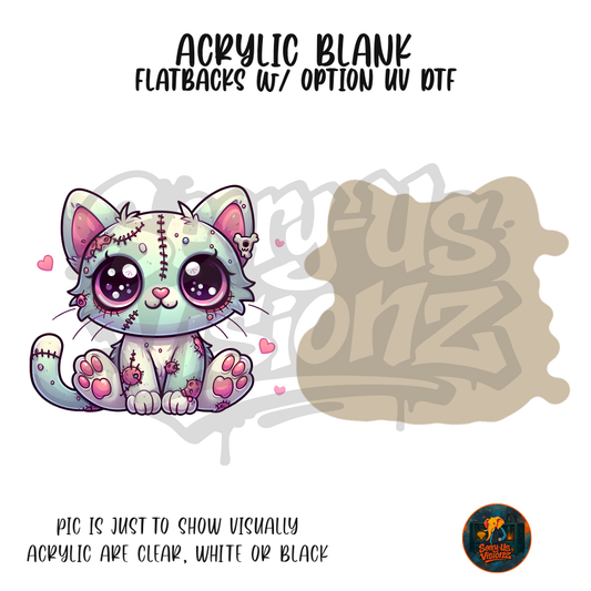 Kitty Zombie acrylic blank, Acrylic & UV DTF Print