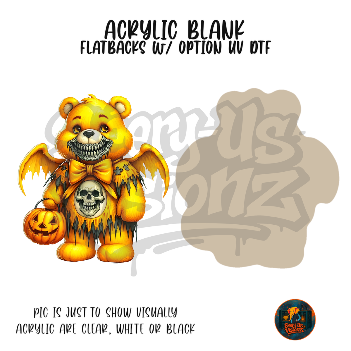 Pumpkin Yellow Bear acrylic blank, Acrylic & UV DTF Print