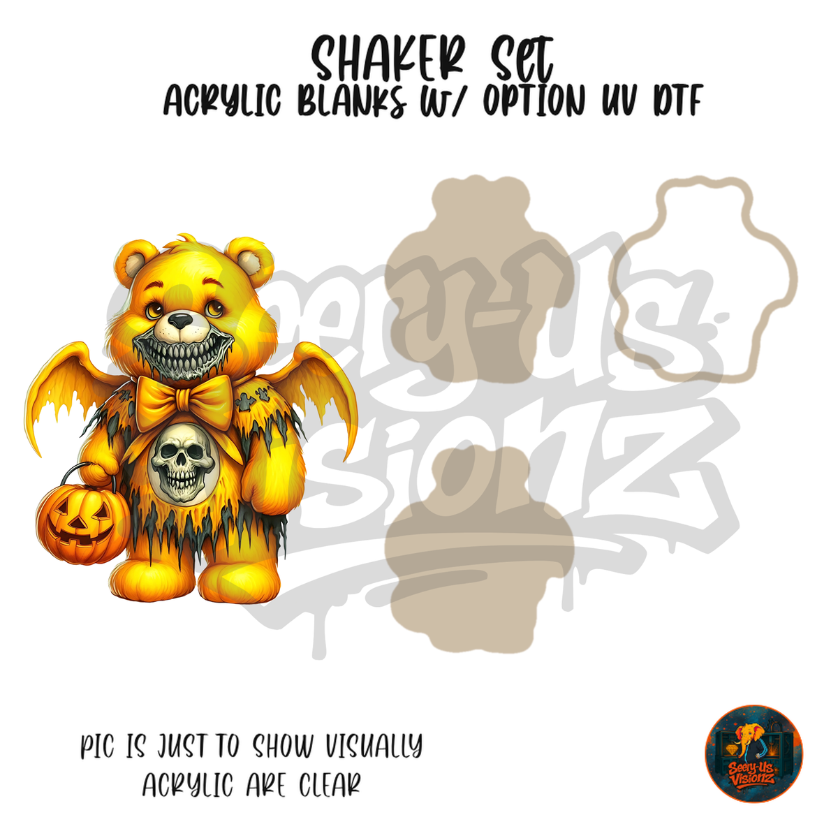 Pumpkin Yellow Bear shaker set acrylic blanks