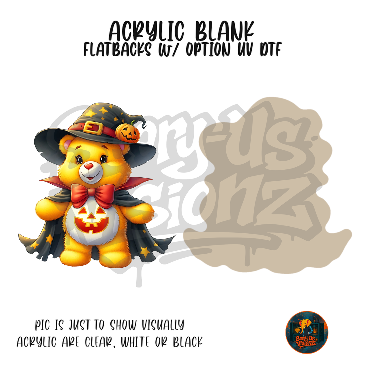 Witch Yellow Bear acrylic blank, Acrylic & UV DTF Print