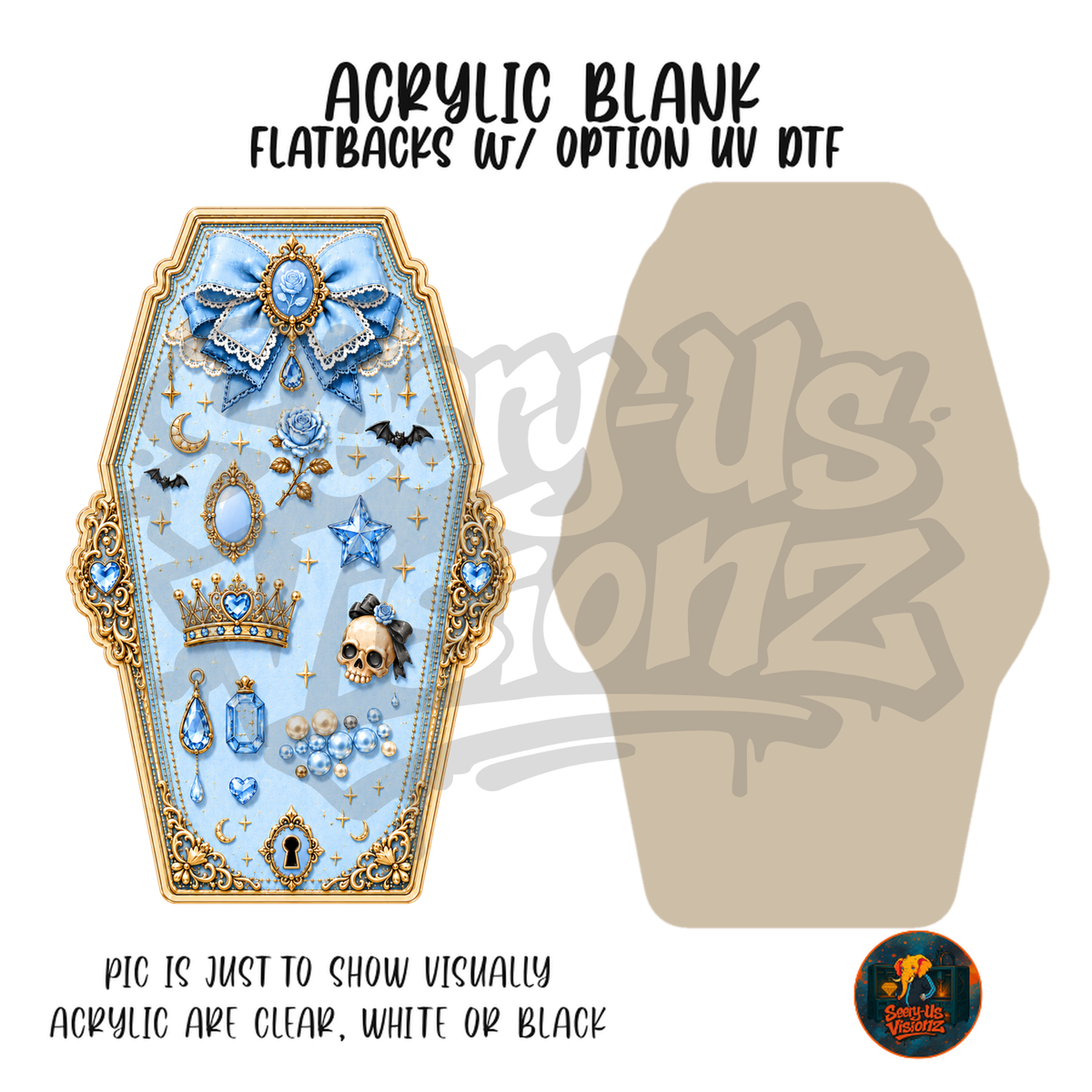 Blue Gothic Coffin Frame acrylic blank, Acrylic & UV DTF Print