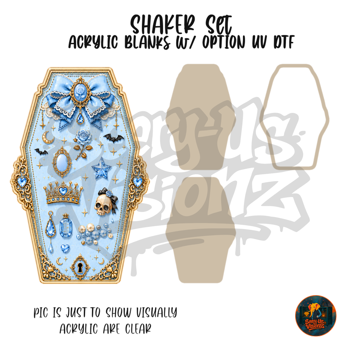 Blue Gothic Coffin Frame shaker set acrylic blanks