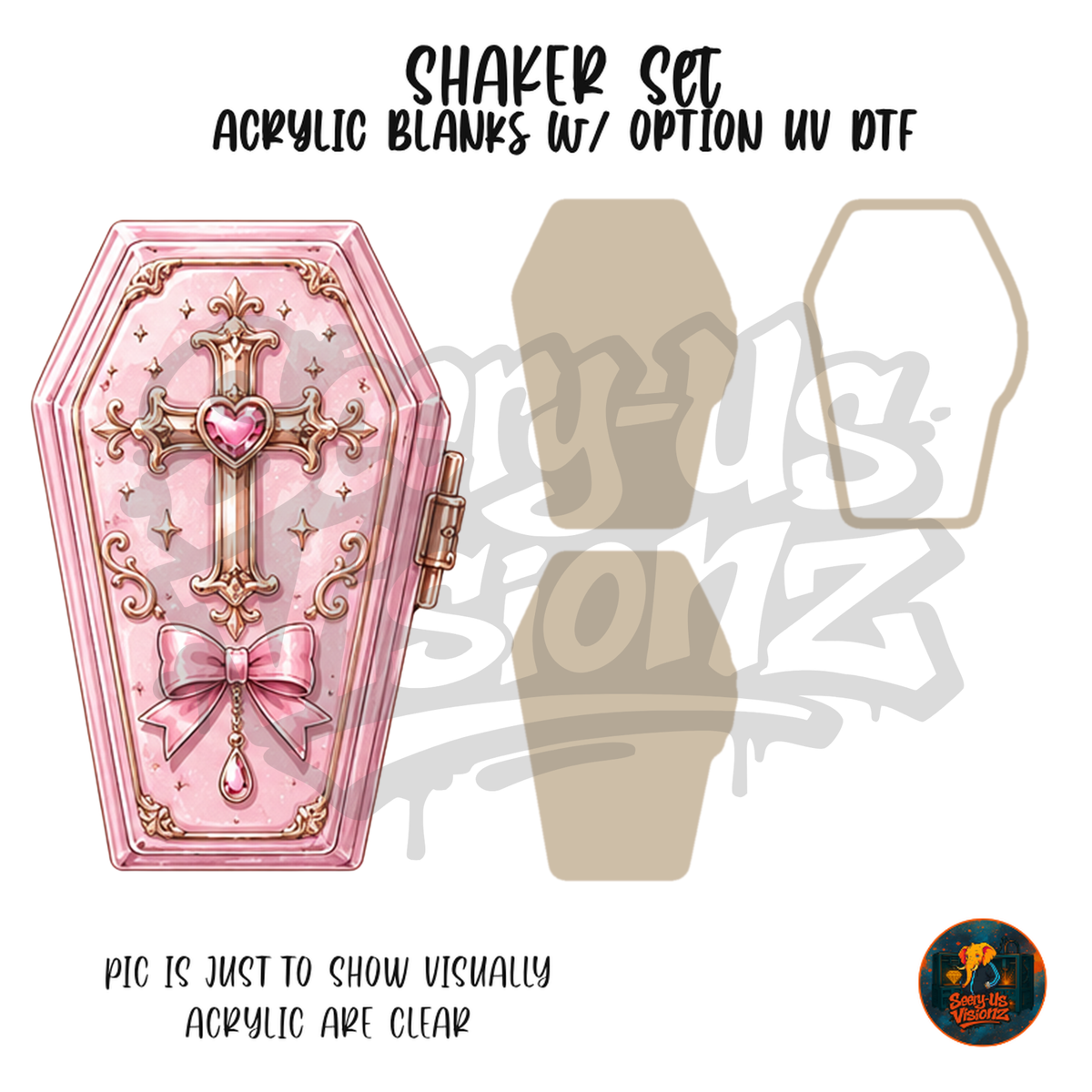 Pink Cross Coffin shaker set acrylic blanks