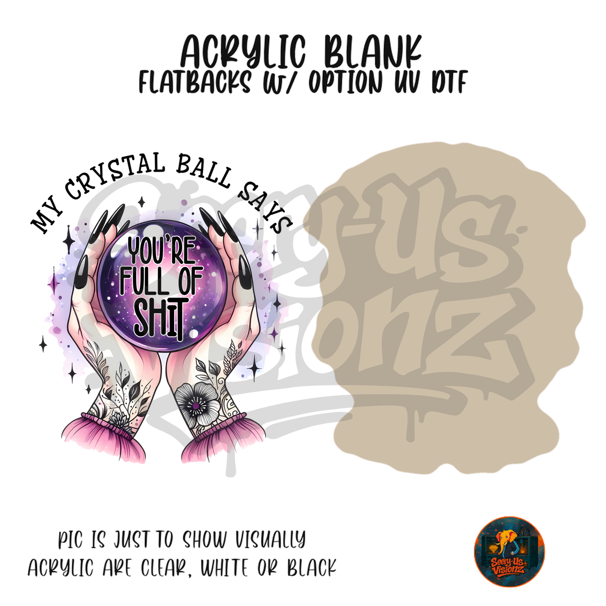 Pastel Crystal Ball Sass acrylic blank, Acrylic & UV DTF Print