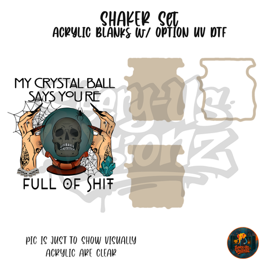 Skull Crystal Ball Sass shaker set acrylic blanks