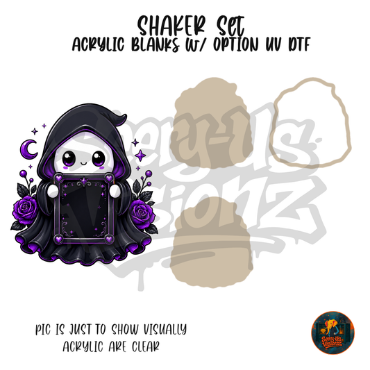 Purple Hooded Ghost Frame shaker set acrylic blanks