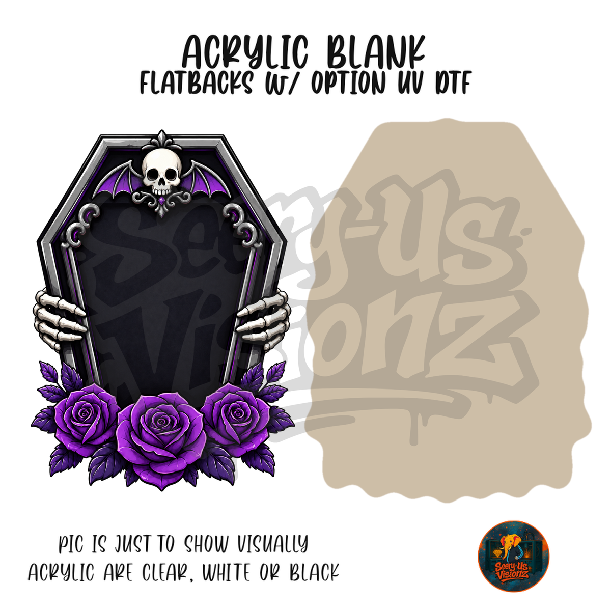 Purple Rose Coffin Frame acrylic blank, Acrylic & UV DTF Print