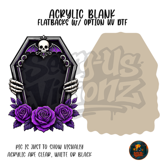 Purple Rose Coffin Frame acrylic blank, Acrylic & UV DTF Print