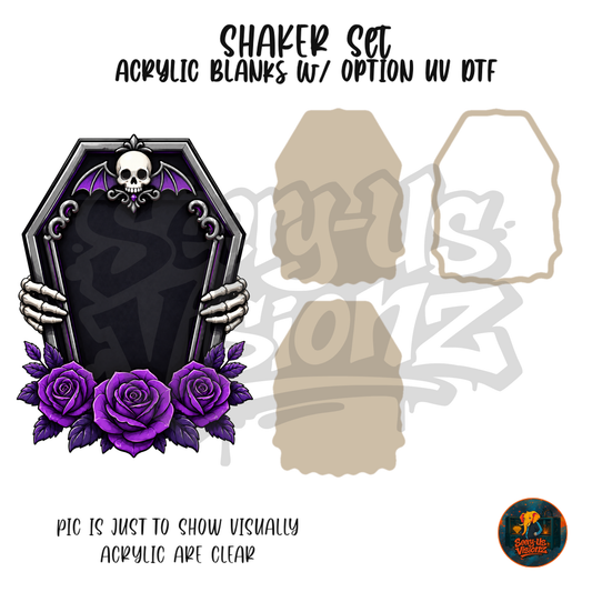 Purple Rose Coffin Frame shaker set acrylic blanks