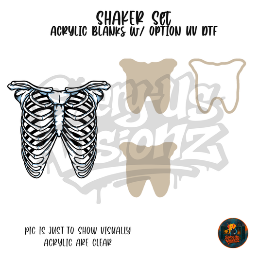 Black White Ribcage shaker set acrylic blanks