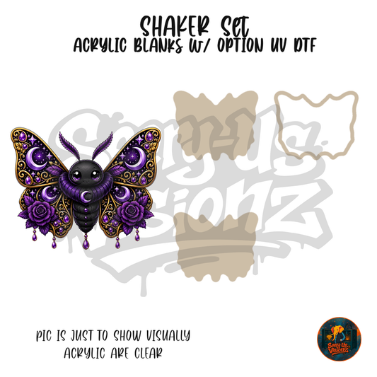 Purple Jeweled Moth shaker set acrylic blanks