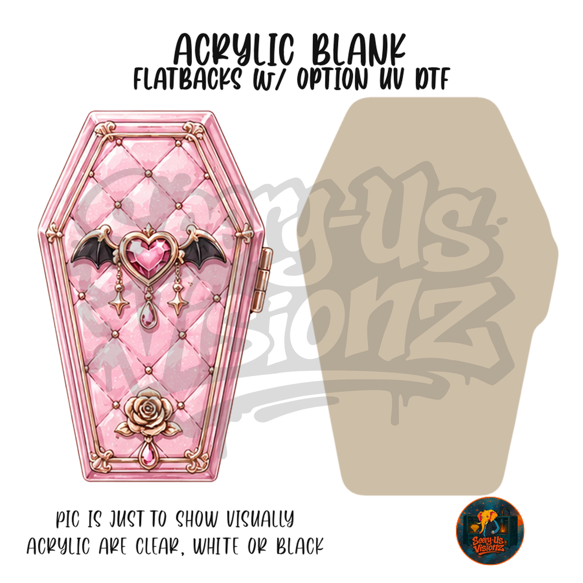 Pink Quilted Bat Coffin acrylic blank, Acrylic & UV DTF Print