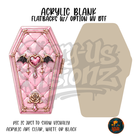 Pink Quilted Bat Coffin acrylic blank, Acrylic & UV DTF Print