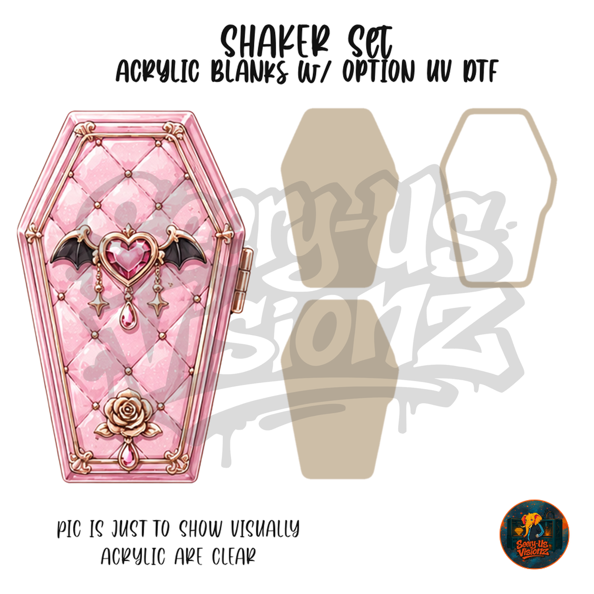 Pink Quilted Bat Coffin shaker set acrylic blanks