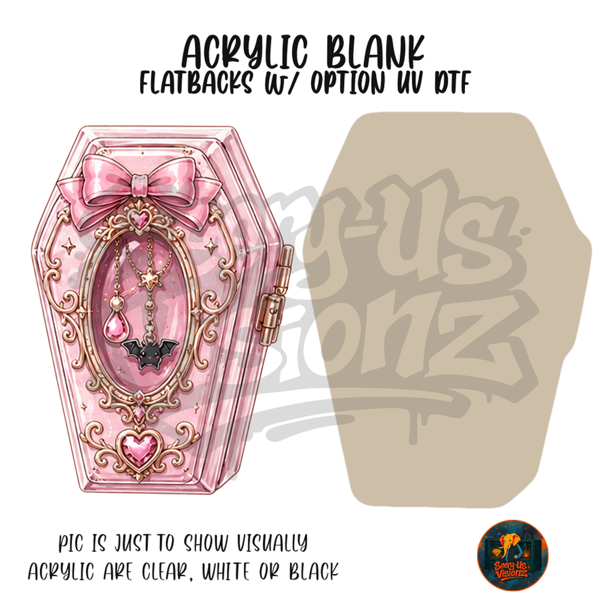Pink Gothic Coffin Frame acrylic blank, Acrylic & UV DTF Print