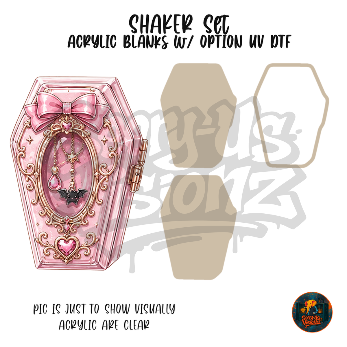 Pink Gothic Coffin Frame shaker set acrylic blanks