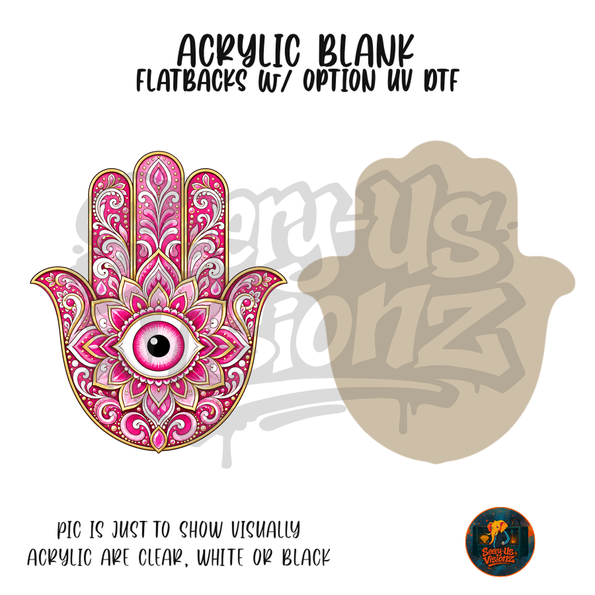 Pink Evil Eye Hamsa acrylic blank, Acrylic & UV DTF Print
