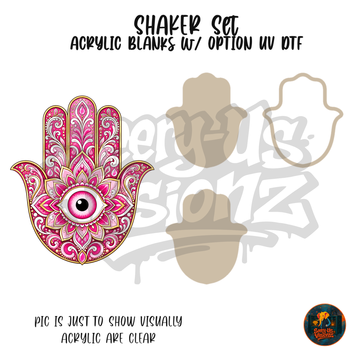 Pink Evil Eye Hamsa shaker set acrylic blanks