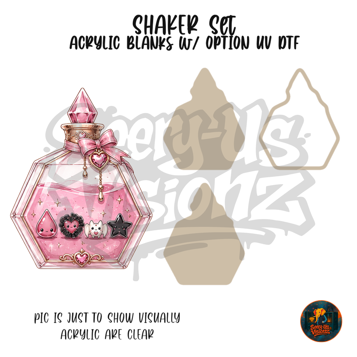 Pink Hexagon Potion Bottle shaker set acrylic blanks