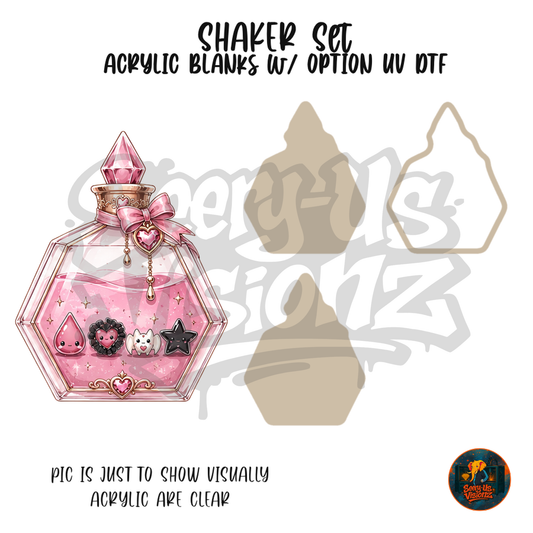 Pink Hexagon Potion Bottle shaker set acrylic blanks